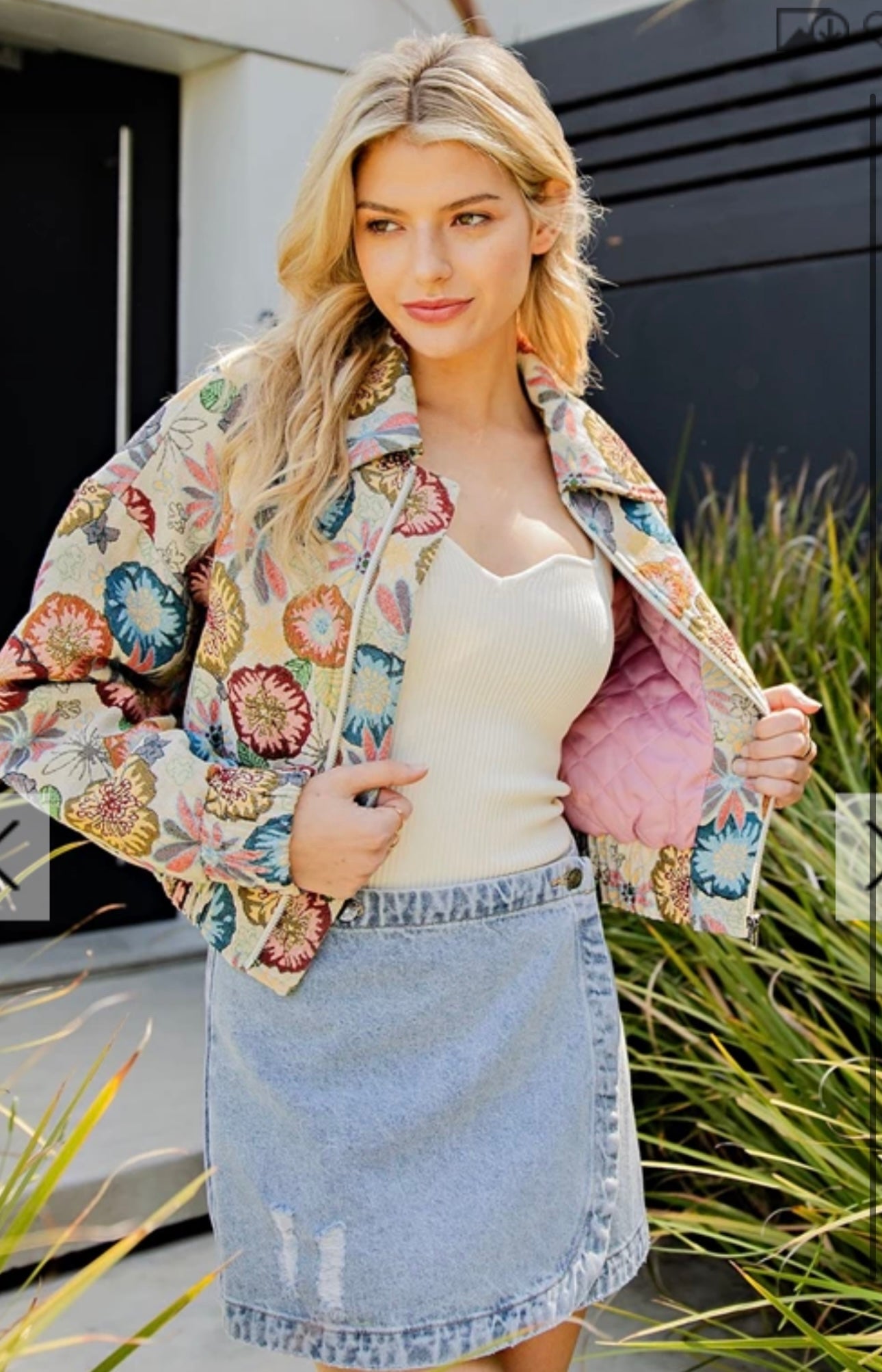 RETRO FLORAL PRINTED CROPPED JACKET