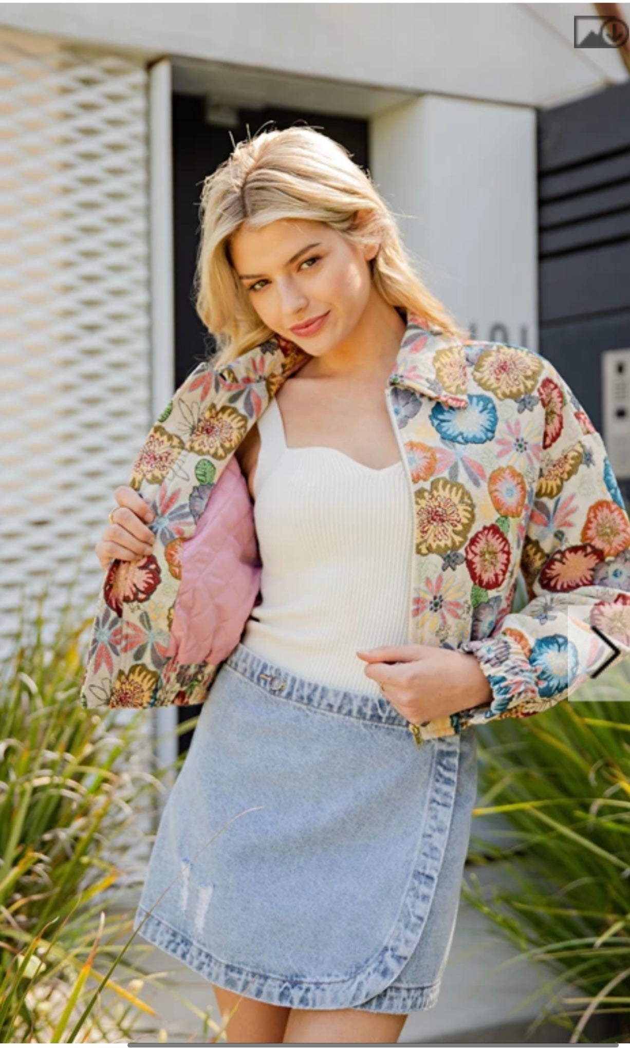 RETRO FLORAL PRINTED CROPPED JACKET