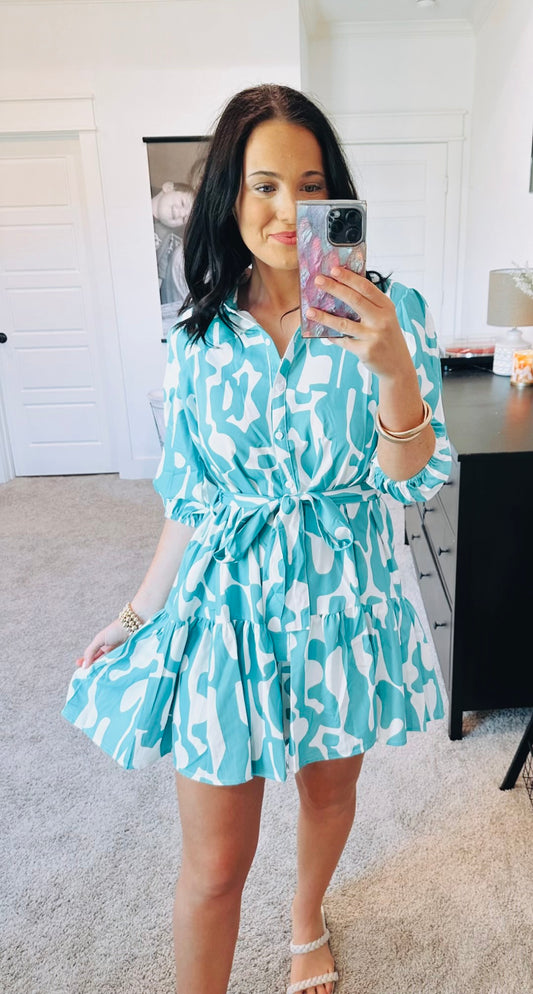 Abstract Turquoise Dress
