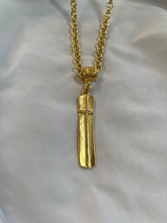 Gold Bar Pendant Necklace