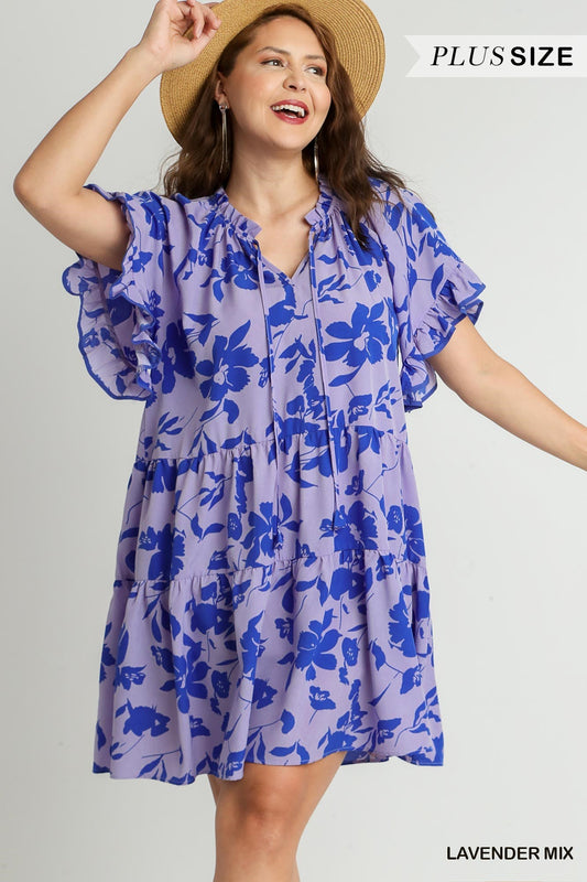 CURVY - Azure Tiered A-Line Dress