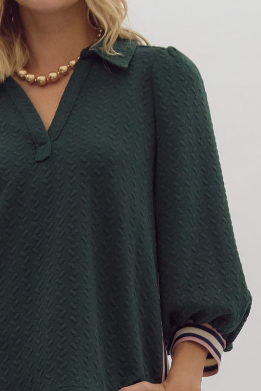 HUNTER GREEN TOP EMBOSSED